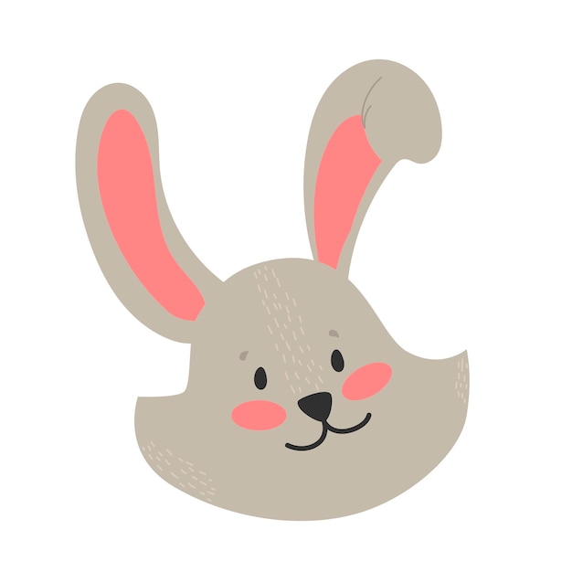 Rabbit's face isolated on white background vector illustration set