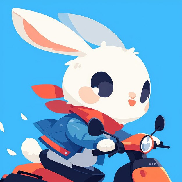 Vector a rabbit on a scooter cartoon style