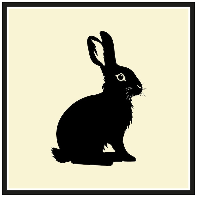 Rabbit silhouette vector clipart on white background