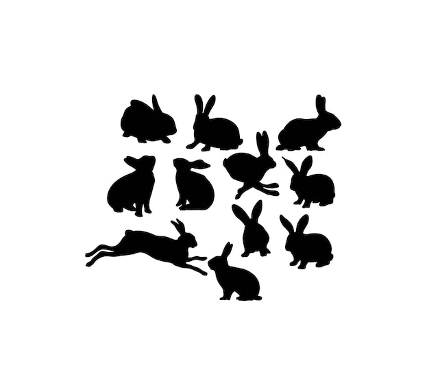 Rabbit Silhouettes art vector design