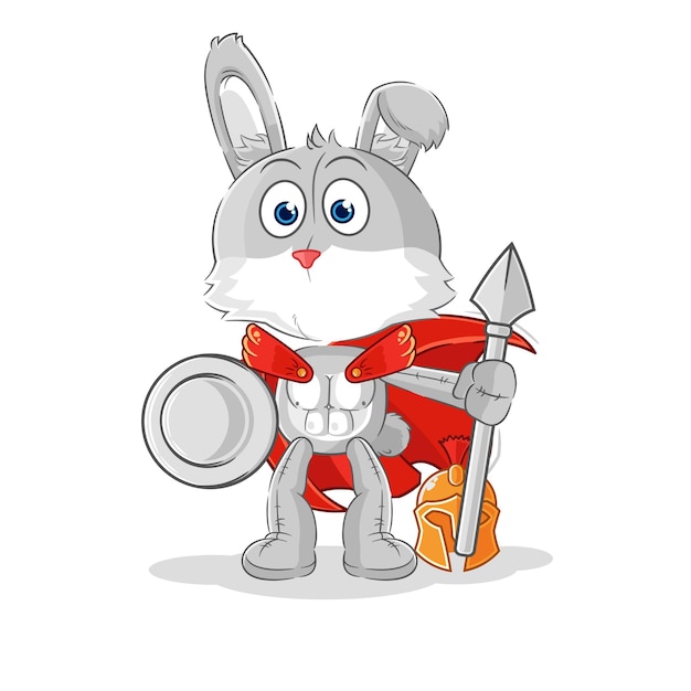 Rabbit spartan character cartoon mascot vector