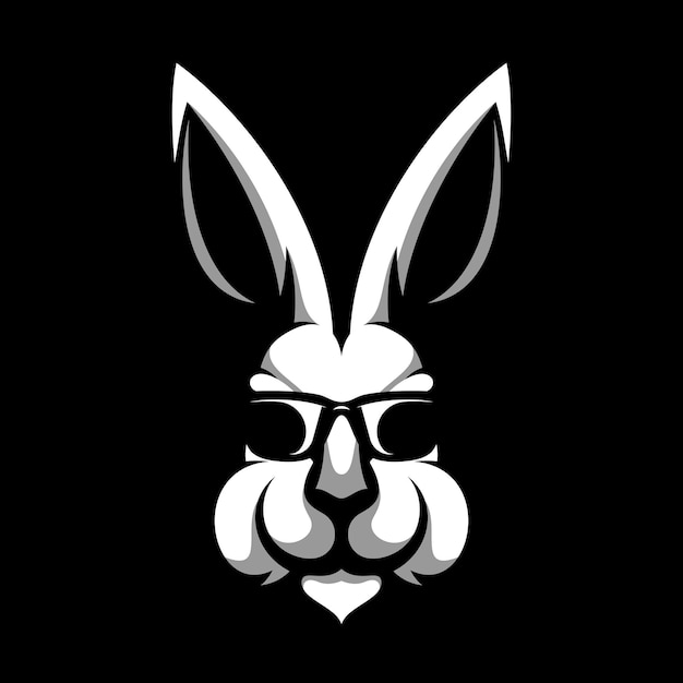 Vector rabbit sunglass black and white