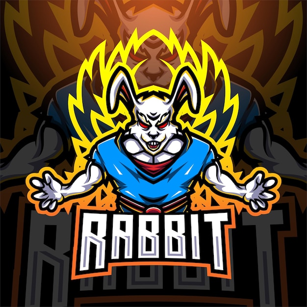 Кролик супер киберспорт талисман дизайн логотипа