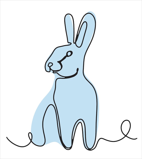 Rabbit symbol of the new year 2023 in a linear style Cute hare for new year and easter