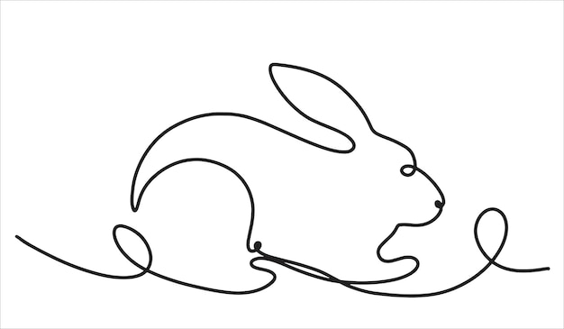 Rabbit symbol of the new year 2023 in a linear style Cute hare for new year and easter