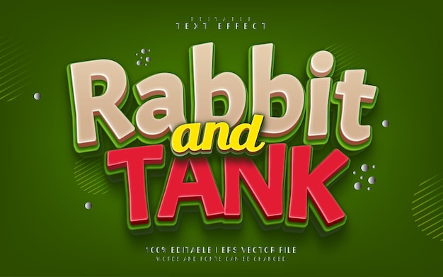 Rabbit and tank cartoon style text effect