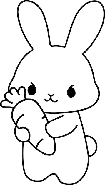 Вектор Кролик векторная иллюстрация черно-белый контур кролик цветная книга или страница для детей