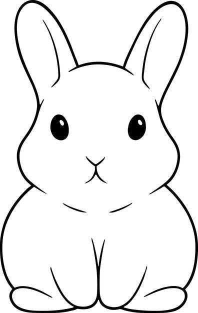 Rabbit vector illustration Black and white outline Bunny coloring book or page for children