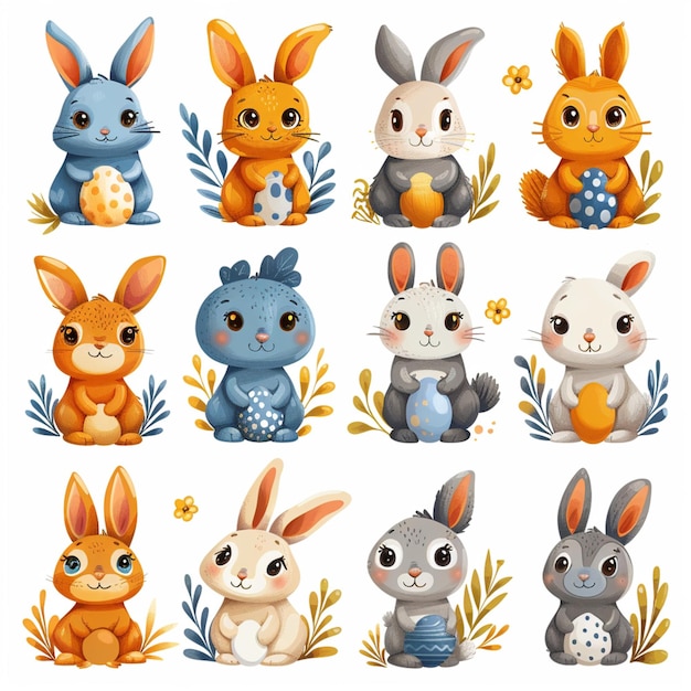 Vector rabbit vector set