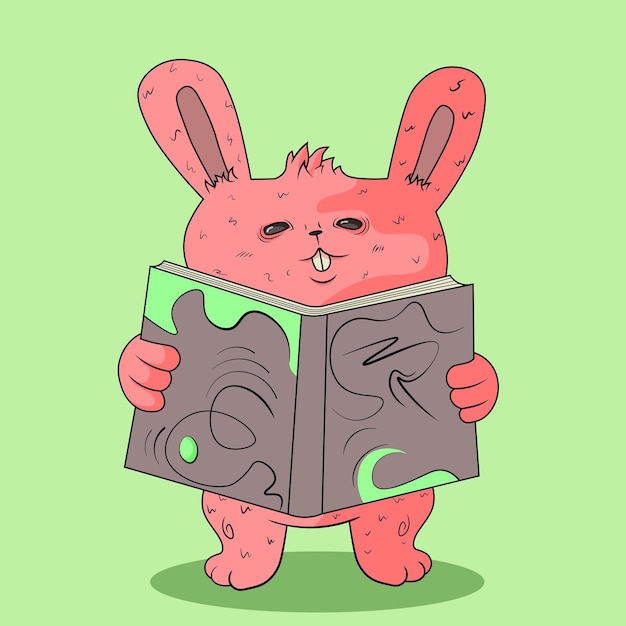 Vector rabbit with a book color