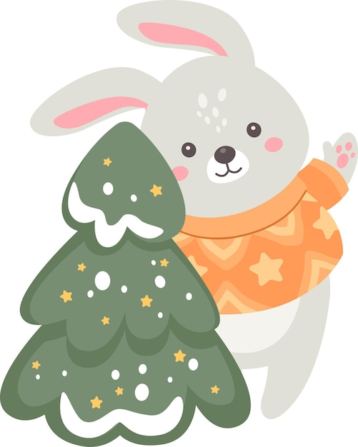 Rabbit With Christmas Tree