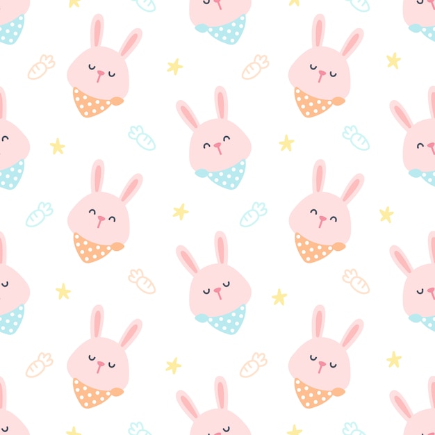 Rabbit with collar seamless pattern background