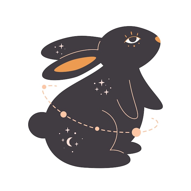 秘教の神秘的な占星術と魔術師の要素を持つウサギウサギの年