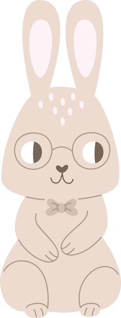 眼鏡をかけたウサギが座っている