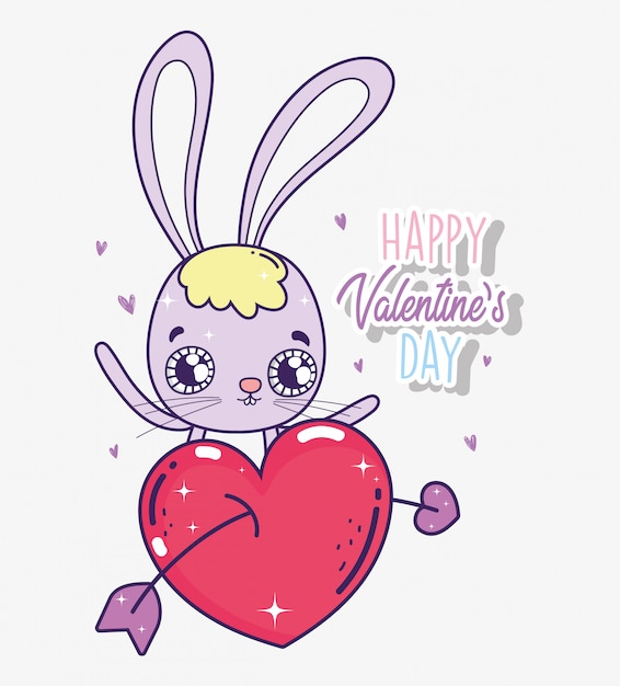 Rabbit with heart and arrow to valentine day