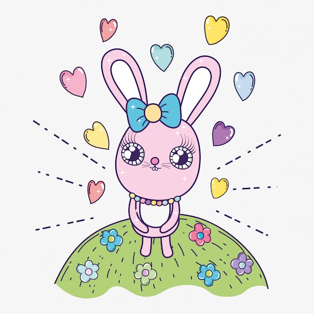 Кролик с сердечками на счастливый день Святого Валентина