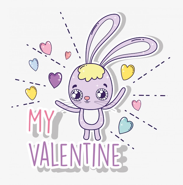 Rabbit with hearts to valentine day celebration