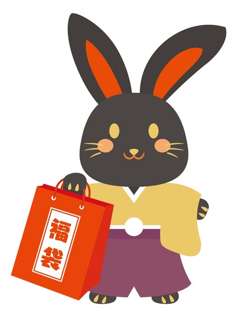 Rabbit with the lucky bag of the Year of the Rabbit