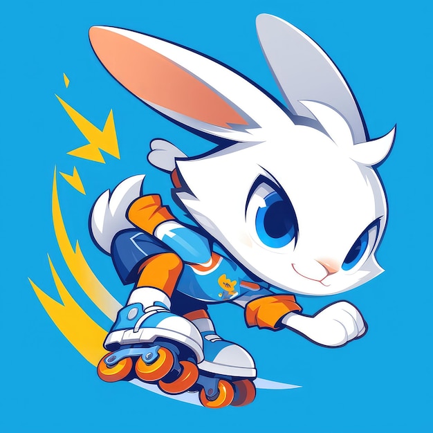 Vector a rabbit with rollerblades cartoon style