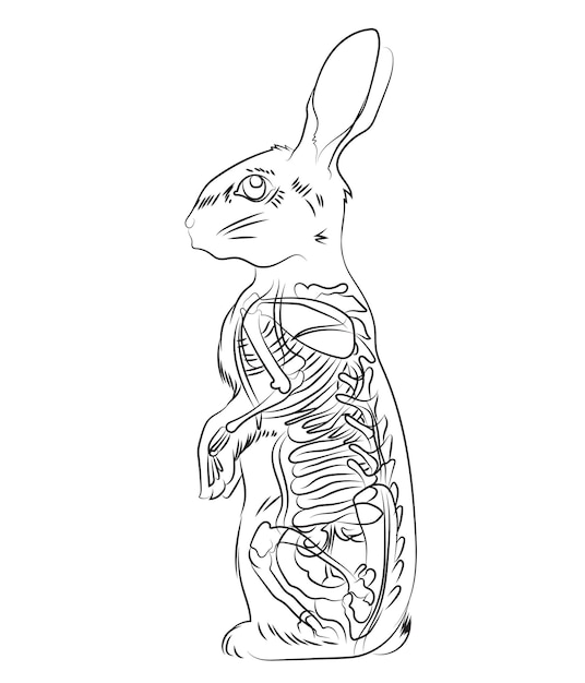 Vector a rabbit with the skeleton of a rabbit