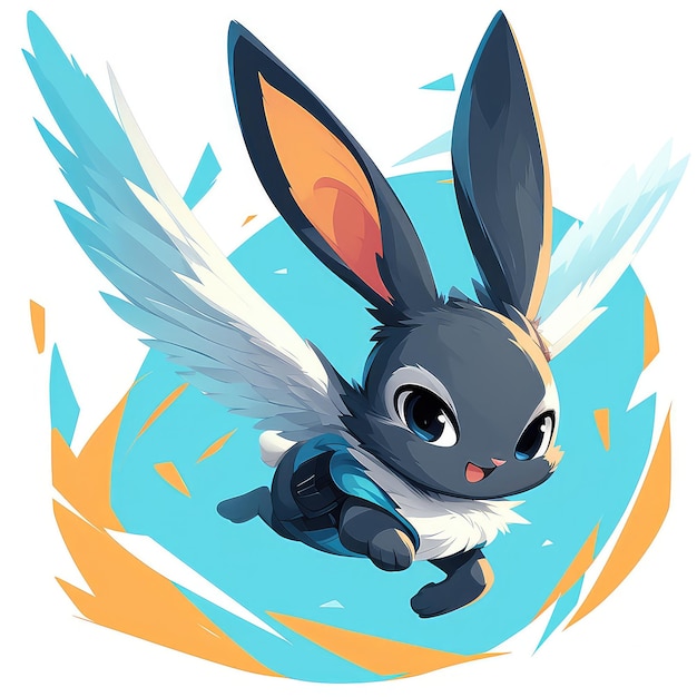 Vector a rabbit with wings spread cartoon style