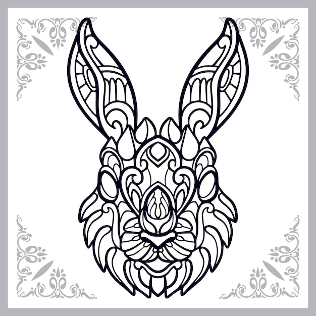 Rabbit zentangle arts isolated on white background