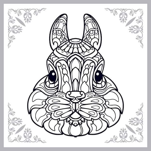 Rabbit zentangle arts isolated on white background