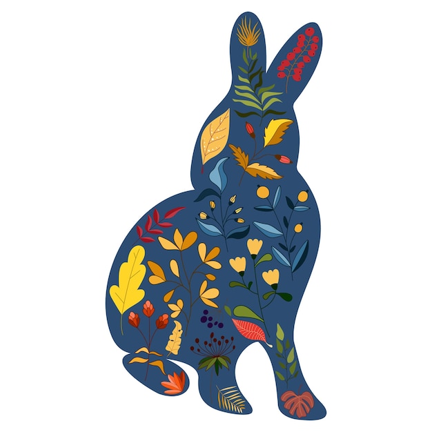 春のイースター秋祭りまたは旧正月 2023 年のウサギの星座のベクトル図の美しい花の花とウサギのキャラクター デザイン