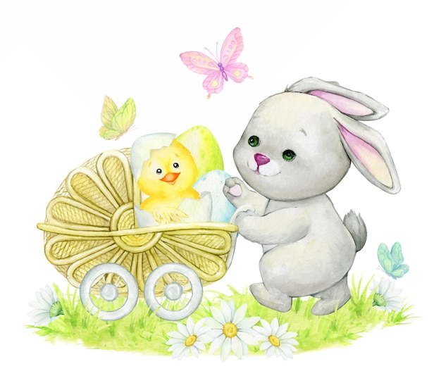 Easter Bunny In Kawaii Style And Pastel Colors. Vector Collection Of  Cartoon Rabbits In Different Poses With Eggs, Bee And Butterfly Royalty  Free SVG, Cliparts, Vectors, and Stock Illustration. Image 201428023.