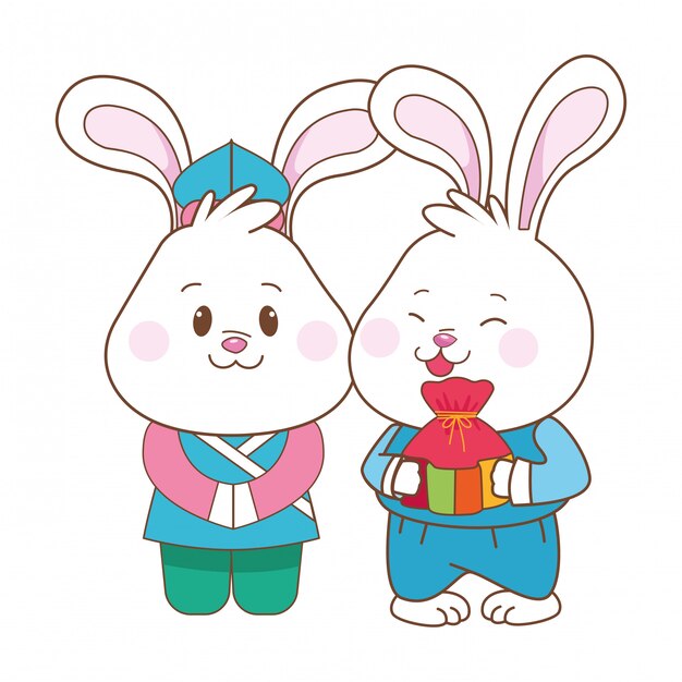 Rabbits in mid autumn festival cartoons