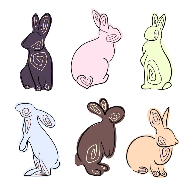 Vector rabbits seamless pattern. chinese rabbit background with hares.