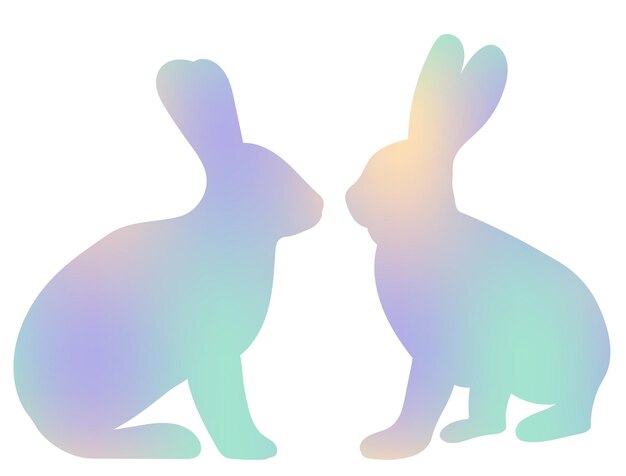 Rabbits silhouette design isolated vector