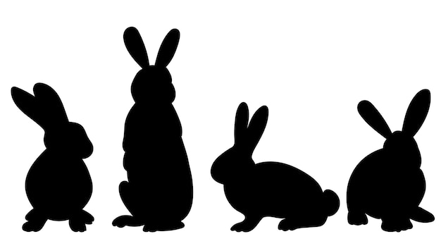 ウサギのシルエット デザイン分離ベクトル