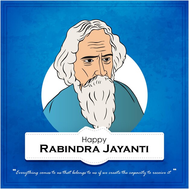 Vector rabindranath tagore jayanti poster met achtergrond