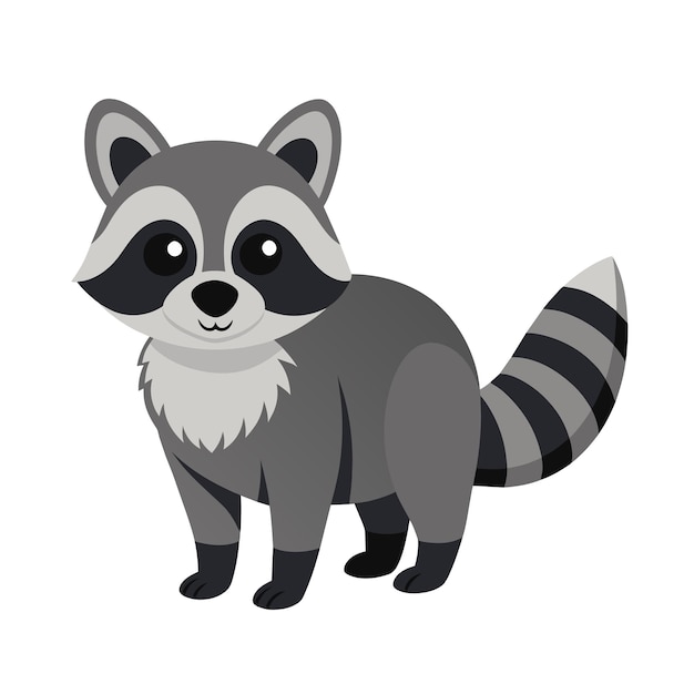 Vector raccoon animal wild mammal cute smilecartoon funny mascot