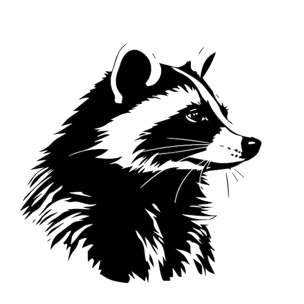 Vector raccoon black and white vector template set for cutting and printing