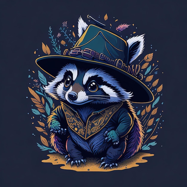 Vector raccoon detective agency fun and playful graphics concept
