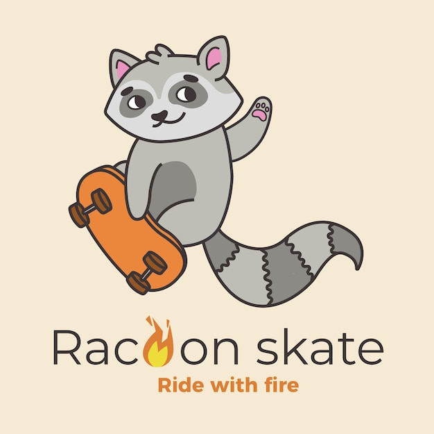 The raccoon does tricks on the skateboard Vector image