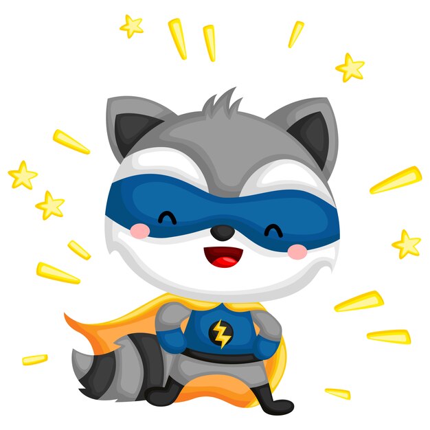 Raccoon dressed as superhero