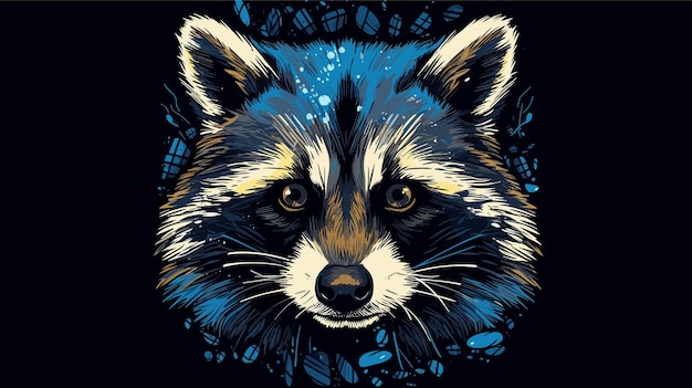 Raccoon face drawing vector