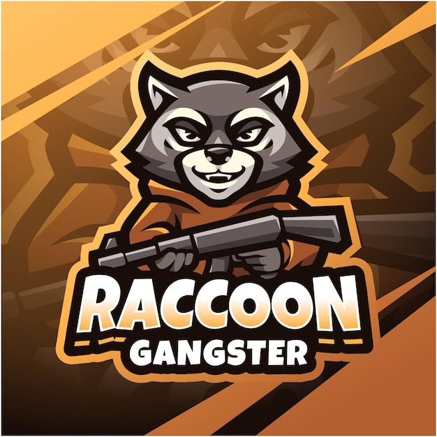 Raccoon gangster esport mascot logo design