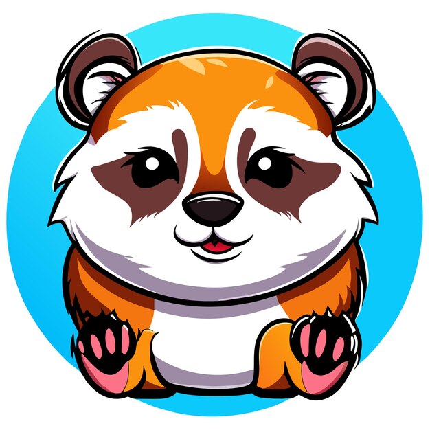 Raccoon disegnato a mano piatto elegante mascotte personaggio di cartone animato disegno adesivo icon concept