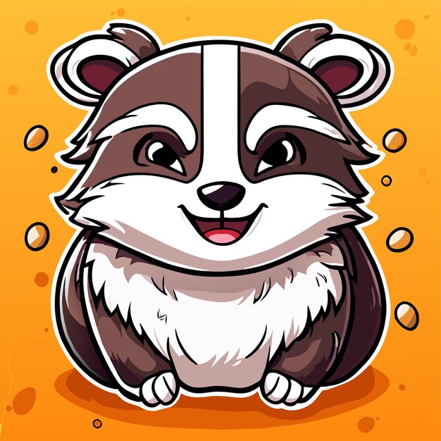 Raccoon disegnato a mano piatto elegante mascotte personaggio di cartone animato disegno adesivo icon concept