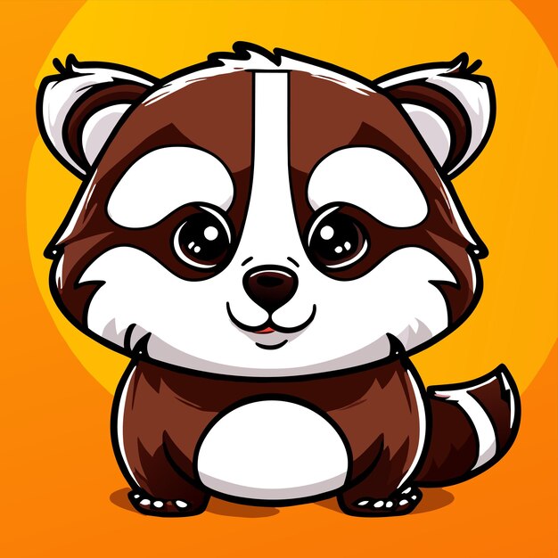 Raccoon disegnato a mano piatto elegante mascotte personaggio di cartone animato disegno adesivo icon concept