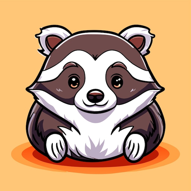 Raccoon disegnato a mano piatto elegante mascotte personaggio di cartone animato disegno adesivo icon concept