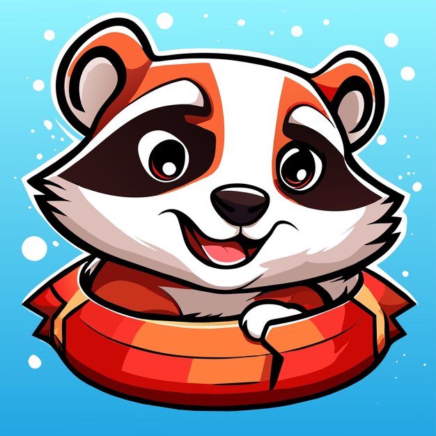 Vector raccoon hand drawn flat stylish mascot cartoon character drawing sticker icon concept