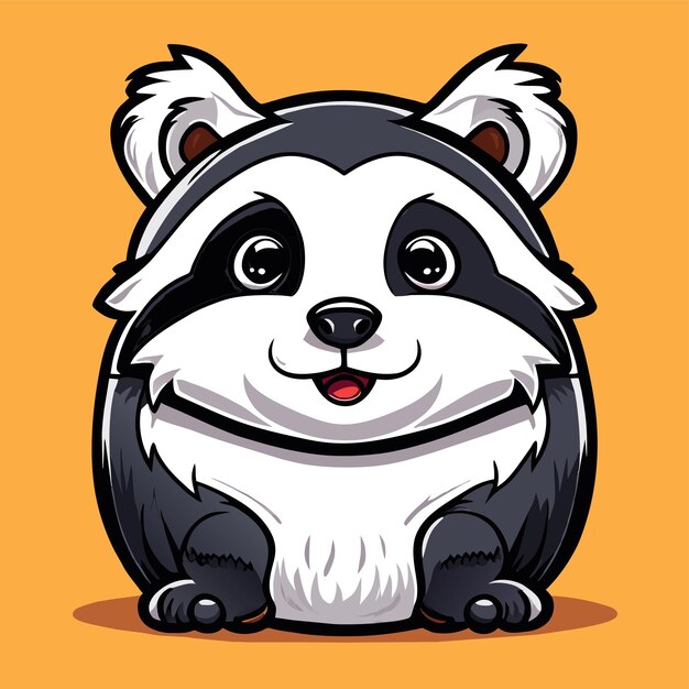 Vector raccoon hand drawn flat stylish mascot cartoon character drawing sticker icon concept