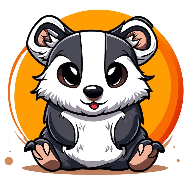 Raccoon hand drawn flat stylish mascot cartoon character drawing sticker icon concept