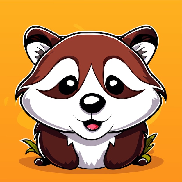 Raccoon handgetekende platte stijlvolle mascotte cartoon personage tekening sticker icoon concept