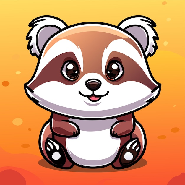 Vector raccoon handgetekende platte stijlvolle mascotte cartoon personage tekening sticker icoon concept
